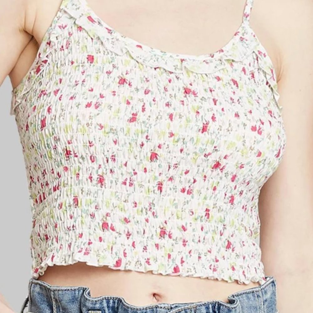Wild Fable Floral Print Smocked Tank Top NWT